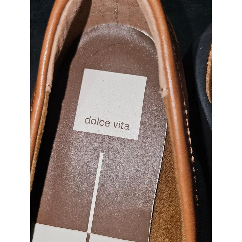 NWOT Dolce Vita Womens Brown Black Cream Elias Loafers Shoes 7